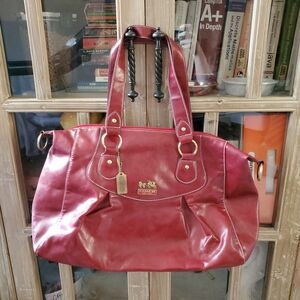 Coach Burgundy Leather Tote with Gold Hardware